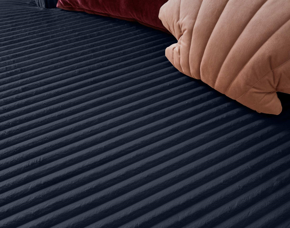 Canapé d'angle gauche 4 places en velours côtelé grosses côtes Ela