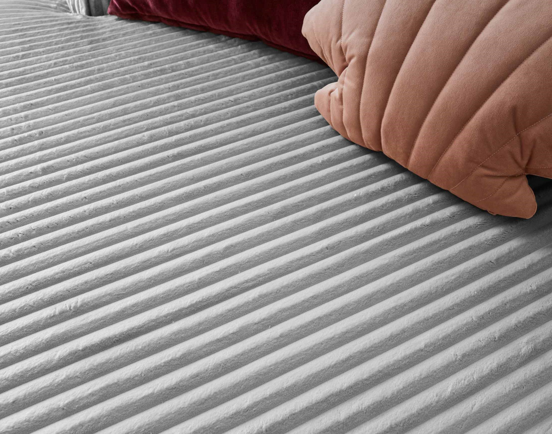 Canapé d'angle gauche 4 places en velours côtelé grosses côtes Ela