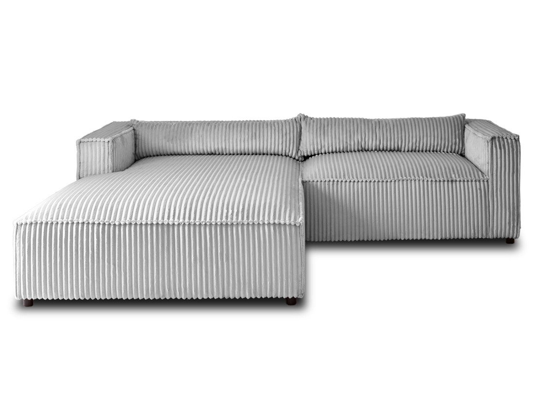 Canapé d'angle gauche 4 places en velours côtelé grosses côtes Ela