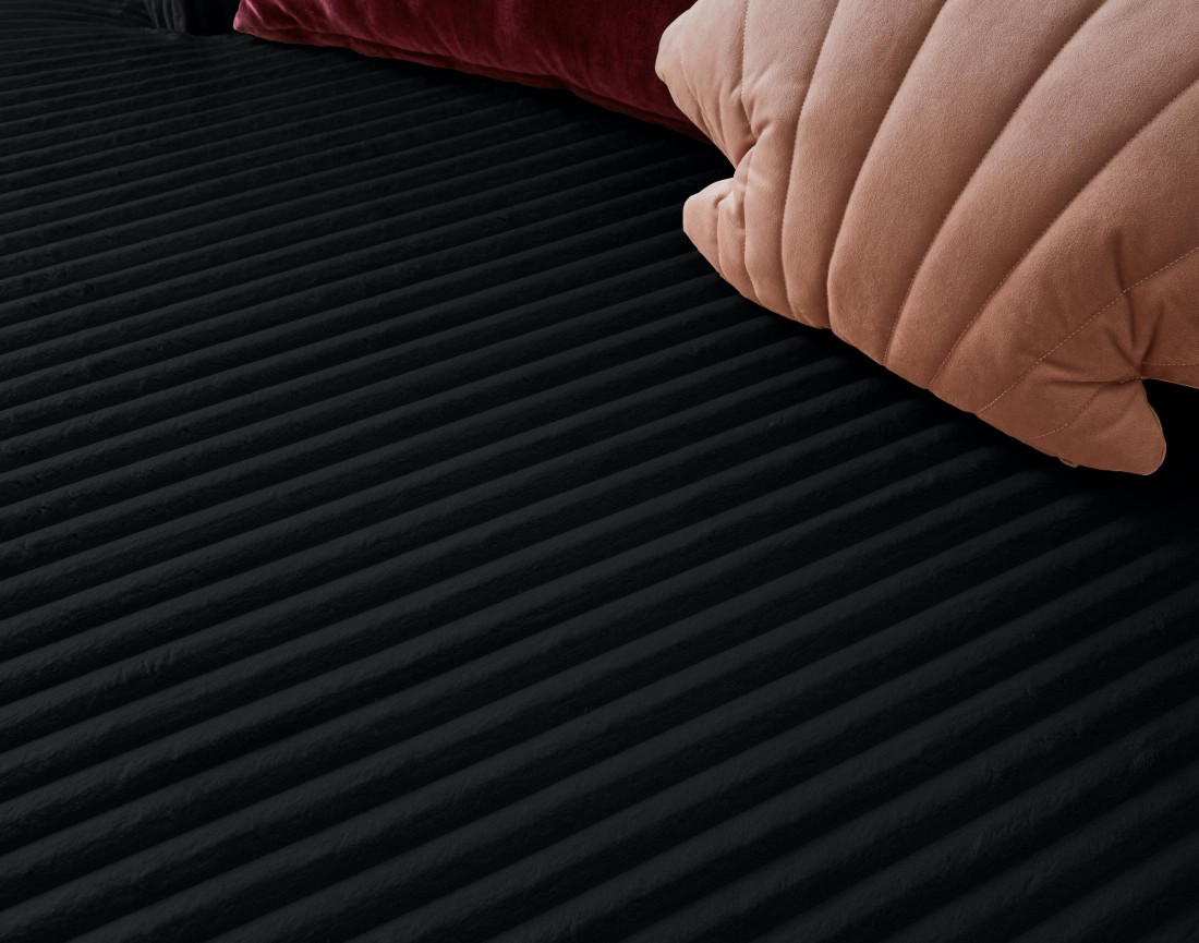 Canapé d'angle gauche 4 places en velours côtelé grosses côtes Ela