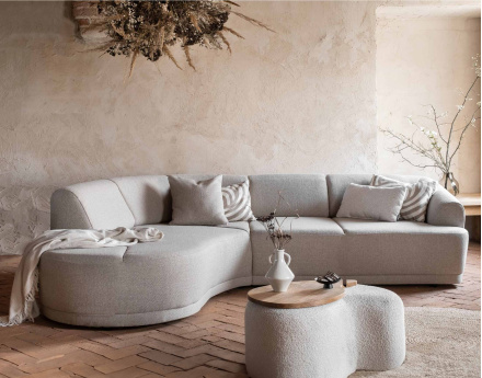 Canapé d'angle gauche 5 places en tissu Siena