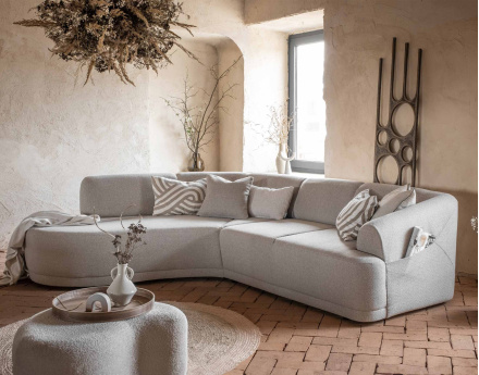 Canapé d'angle gauche 5 places en tissu Siena