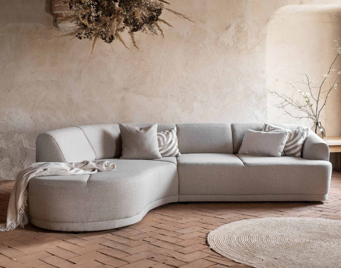 Canapé d'angle gauche 5 places en tissu Siena