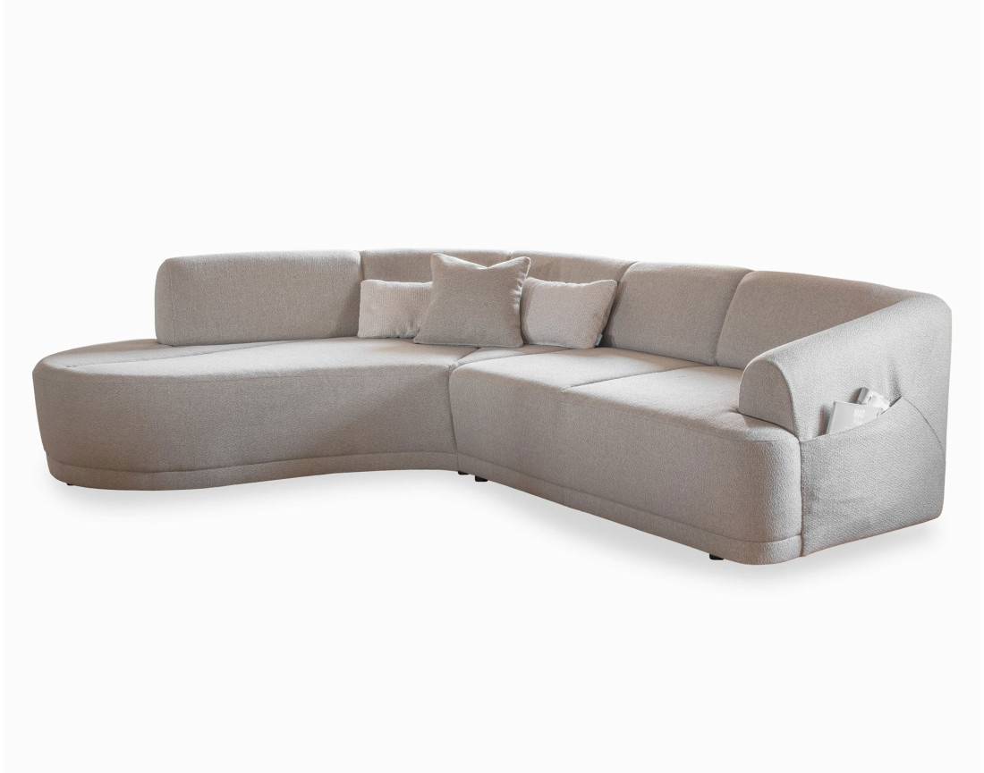 Canapé d'angle gauche 5 places en tissu Siena