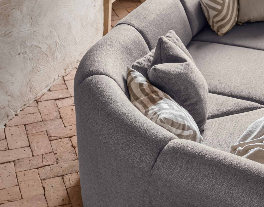 Canapé d'angle gauche 5 places en tissu Siena