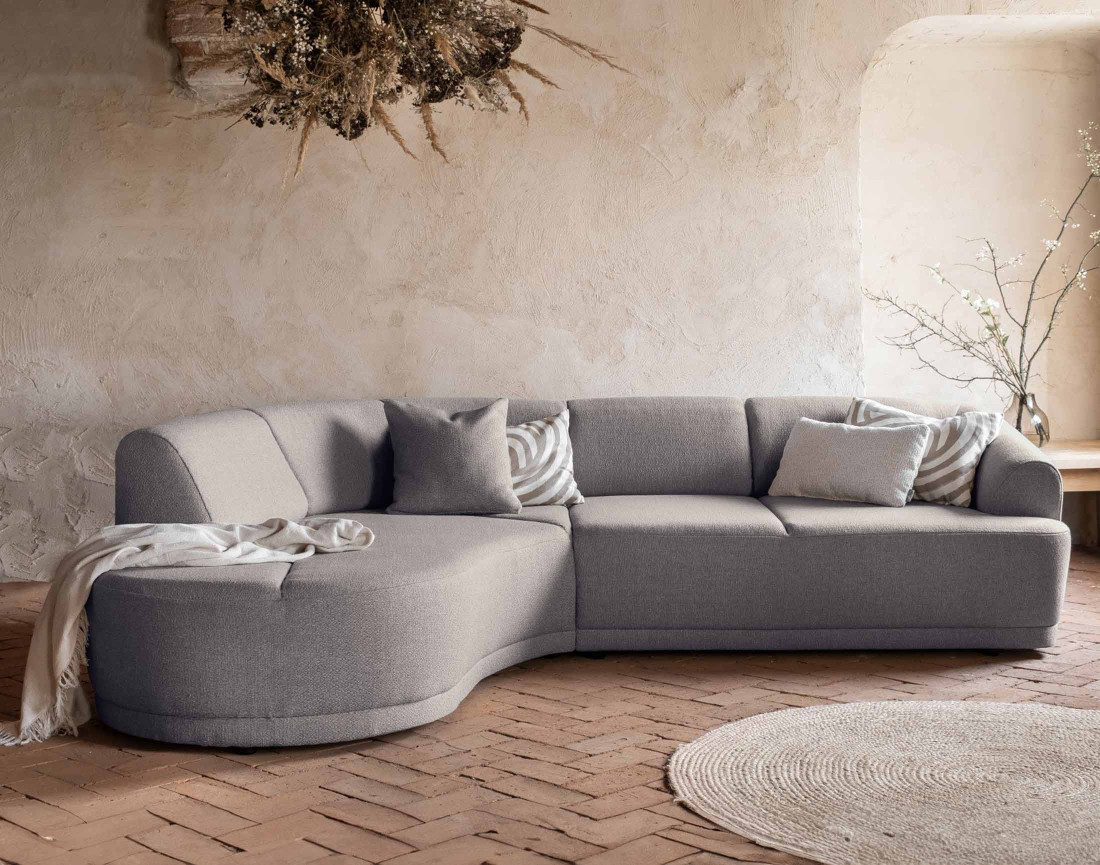 Canapé d'angle gauche 5 places en tissu Siena