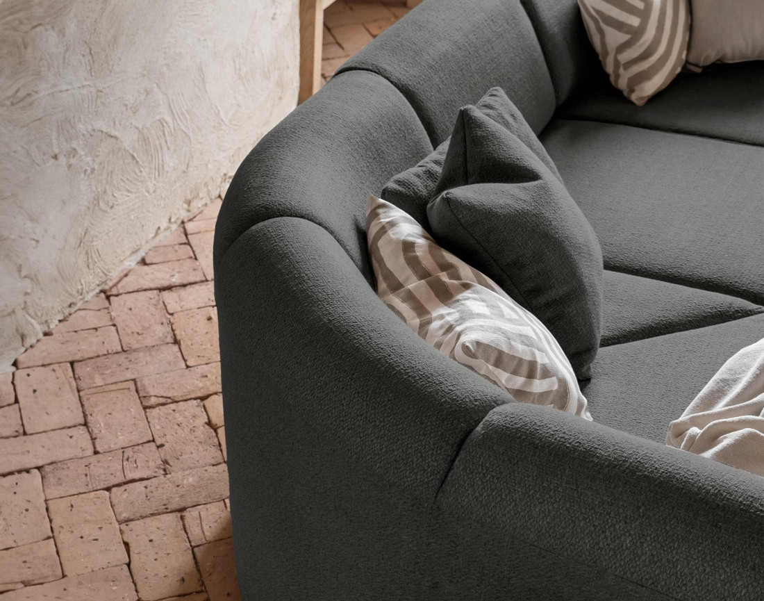 Canapé d'angle gauche 5 places en tissu Siena