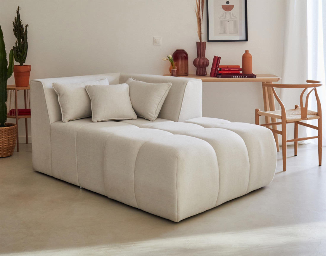 Canapé modulable d'angle droit 4 places en tissu Caracas