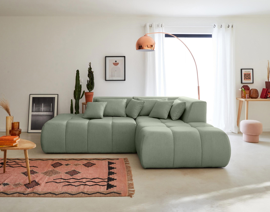 Canapé modulable d'angle droit 4 places en tissu Caracas