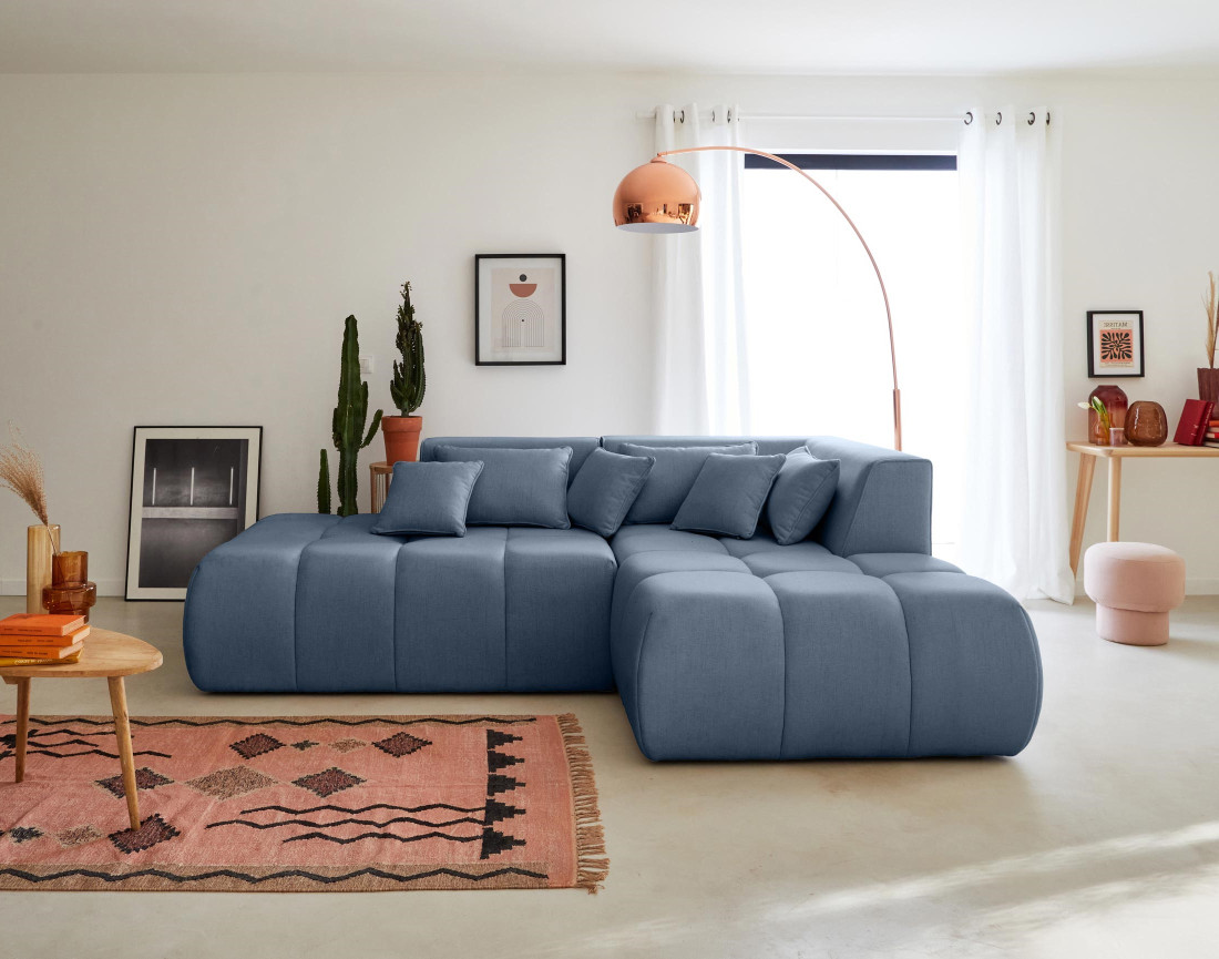 Canapé modulable d'angle droit 4 places en tissu Caracas