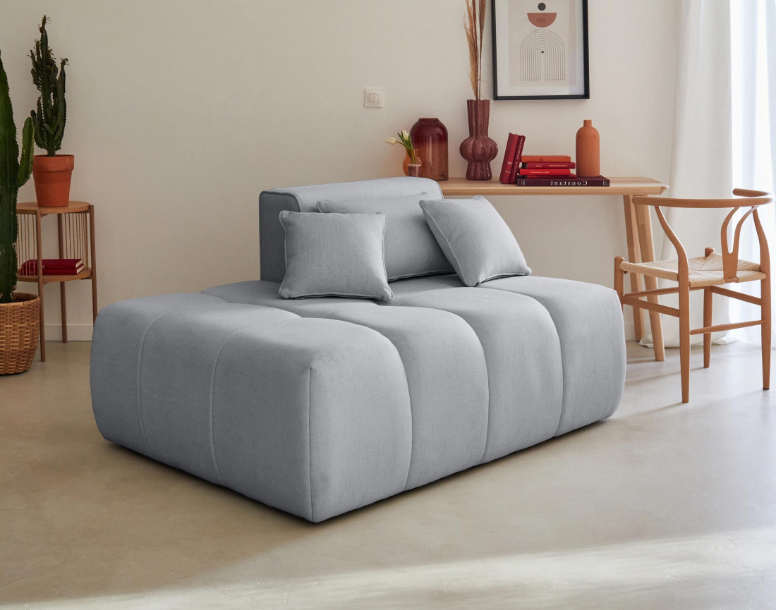 Canapé modulable d'angle droit 4 places en tissu Caracas