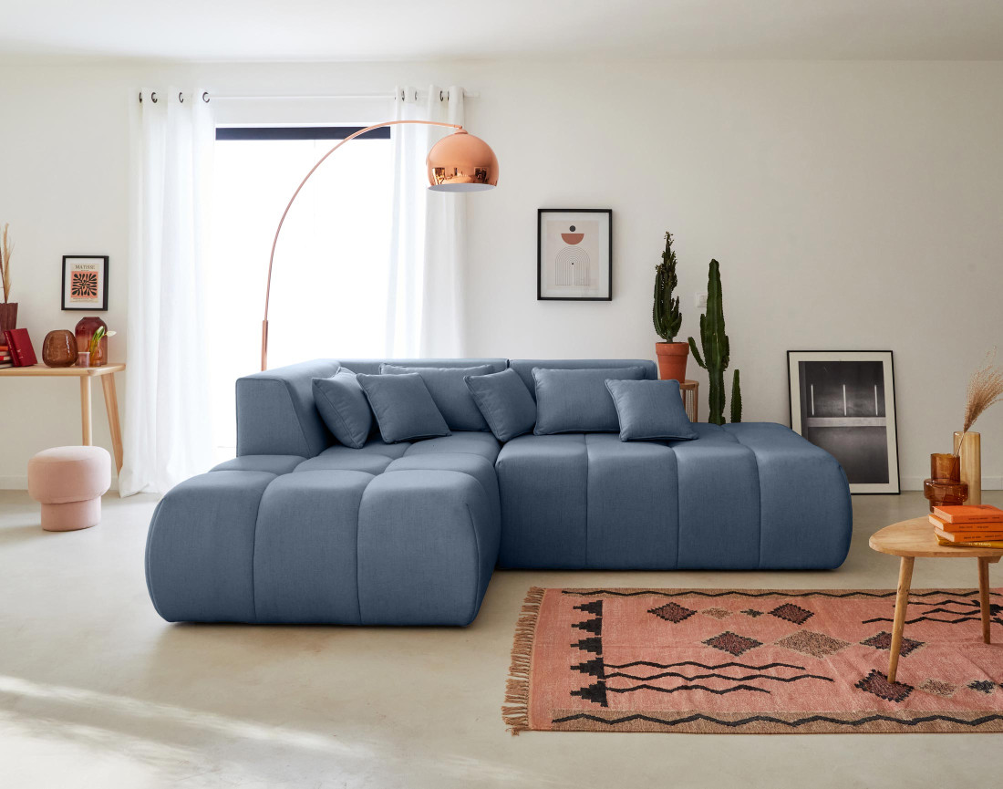 Canapé modulable d'angle gauche 4 places en tissu Caracas