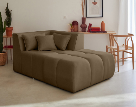 Module d'assise méridienne droit en tissu Caracas