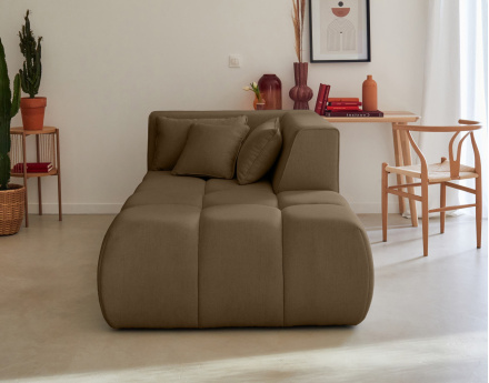 Module d'assise méridienne droit en tissu Caracas