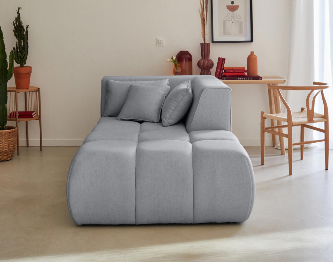 Module d'assise méridienne droit en tissu Caracas