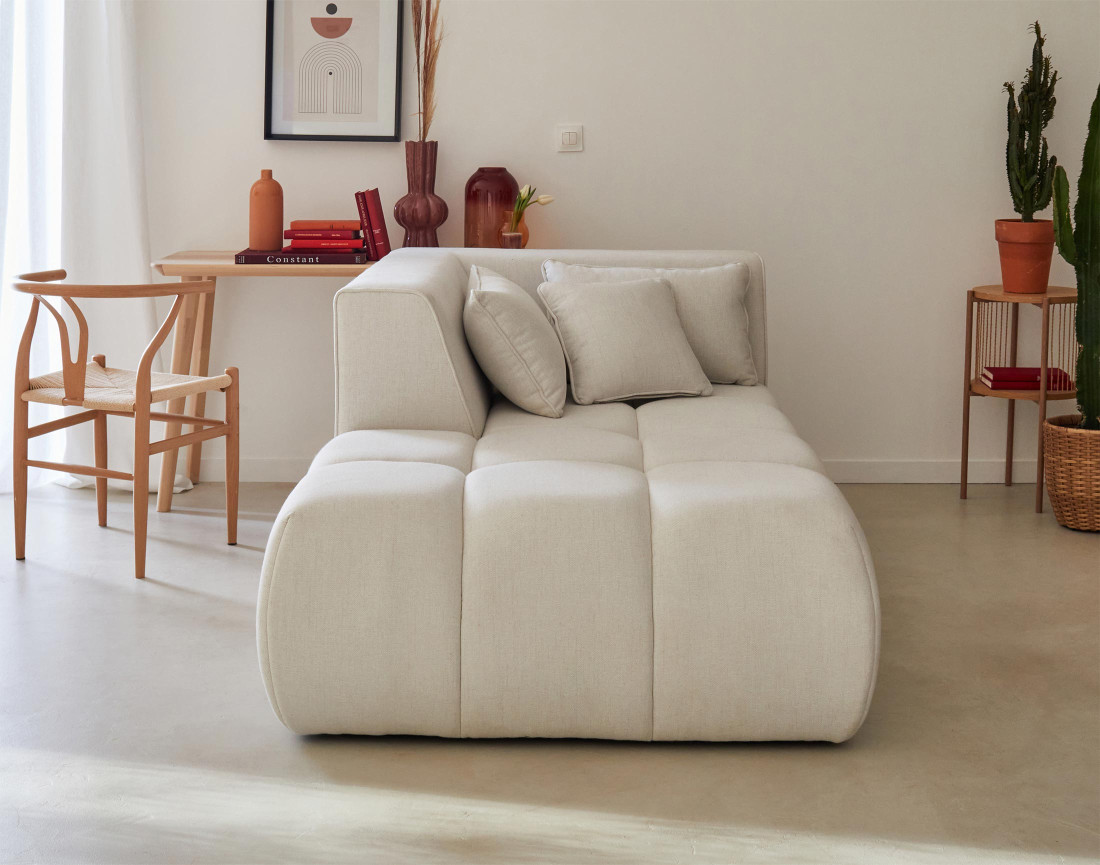 Module d'assise méridienne gauche en tissu Caracas