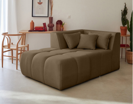 Module d'assise méridienne gauche en tissu Caracas