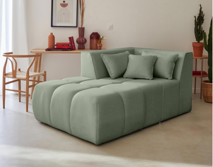 Module d'assise méridienne gauche en tissu Caracas