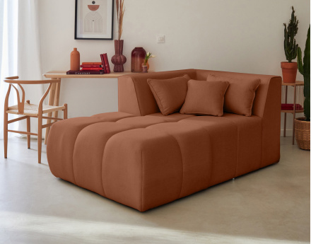 Module d'assise méridienne gauche en tissu Caracas