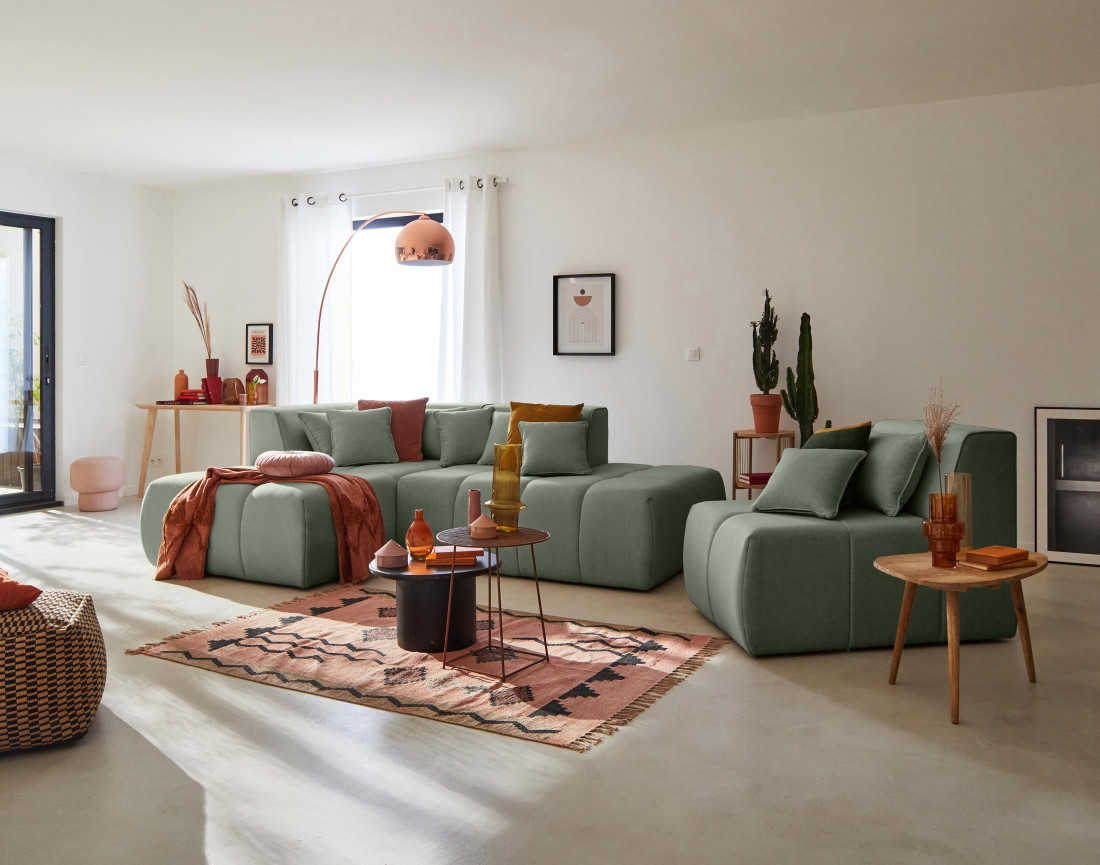 Module d'assise sans accoudoirs en tissu Caracas