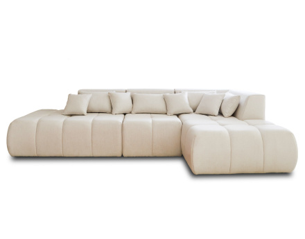 Canapé modulable d'angle droit 5 places en tissu Caracas