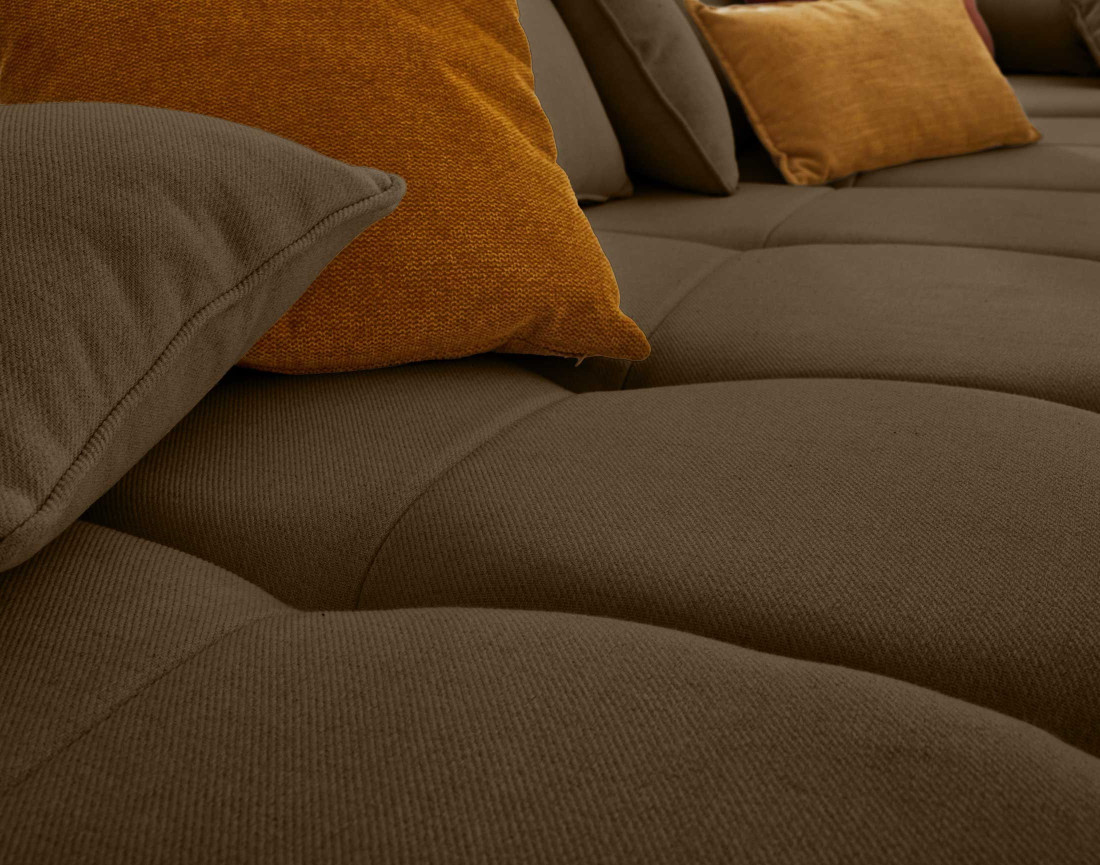 Canapé modulable d'angle droit 5 places en tissu Caracas