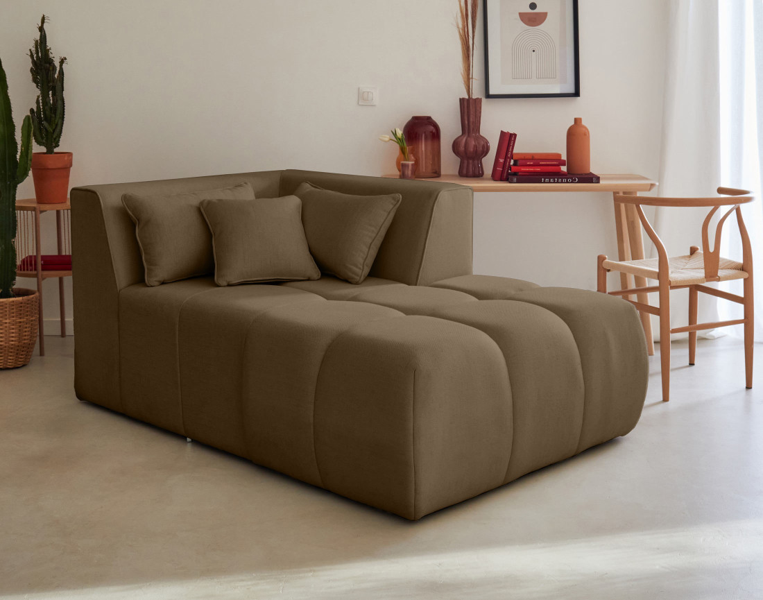 Canapé modulable d'angle droit 5 places en tissu Caracas