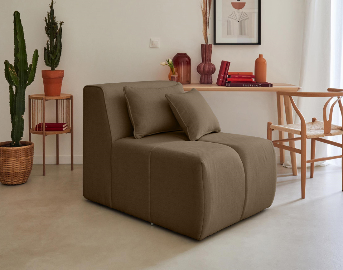 Canapé modulable d'angle droit 5 places en tissu Caracas