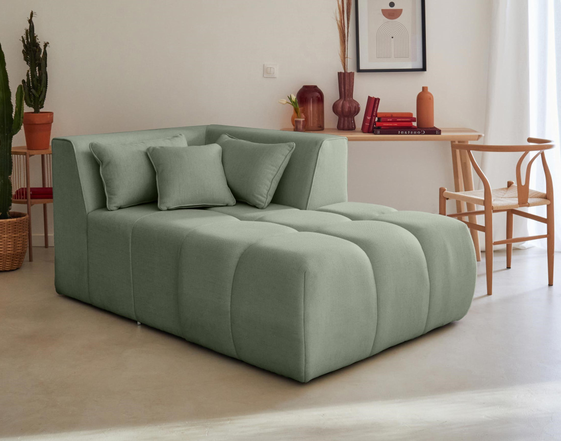 Canapé modulable d'angle droit 5 places en tissu Caracas