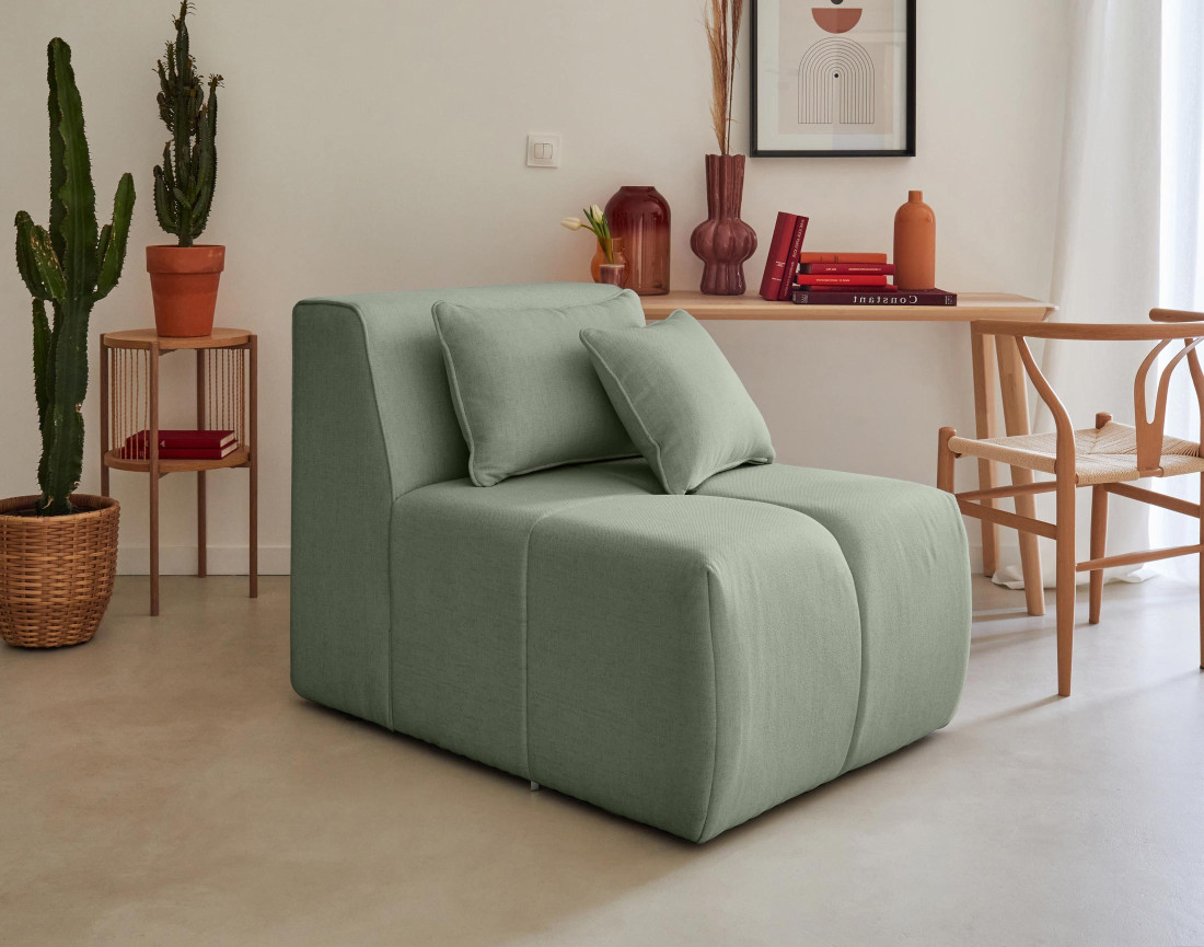 Canapé modulable d'angle droit 5 places en tissu Caracas