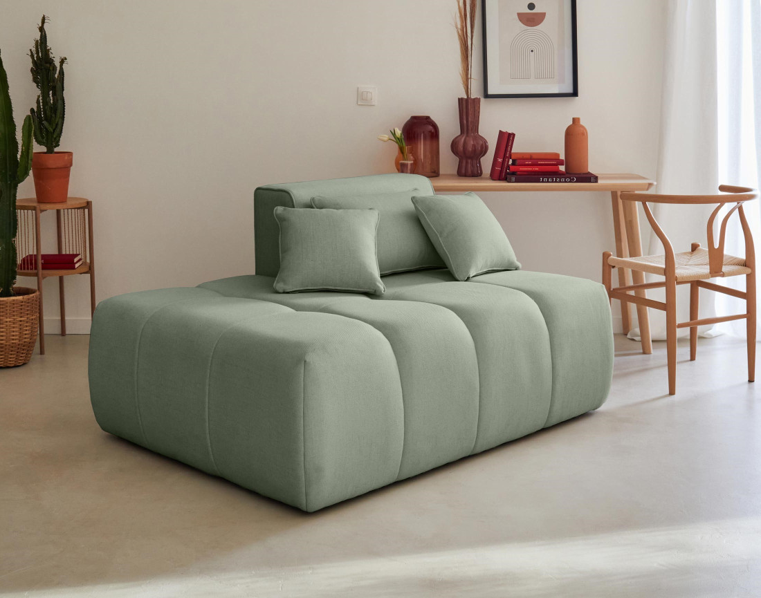 Canapé modulable d'angle droit 5 places en tissu Caracas