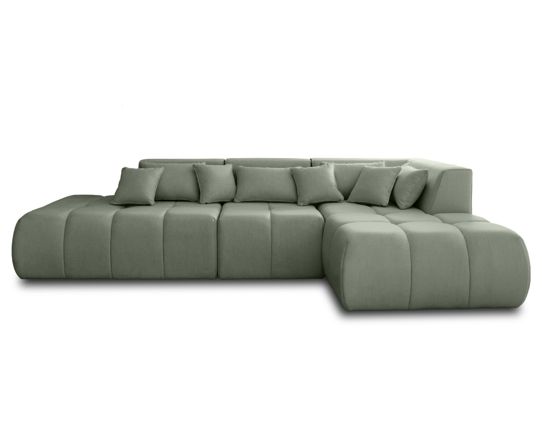 Canapé modulable d'angle droit 5 places en tissu Caracas