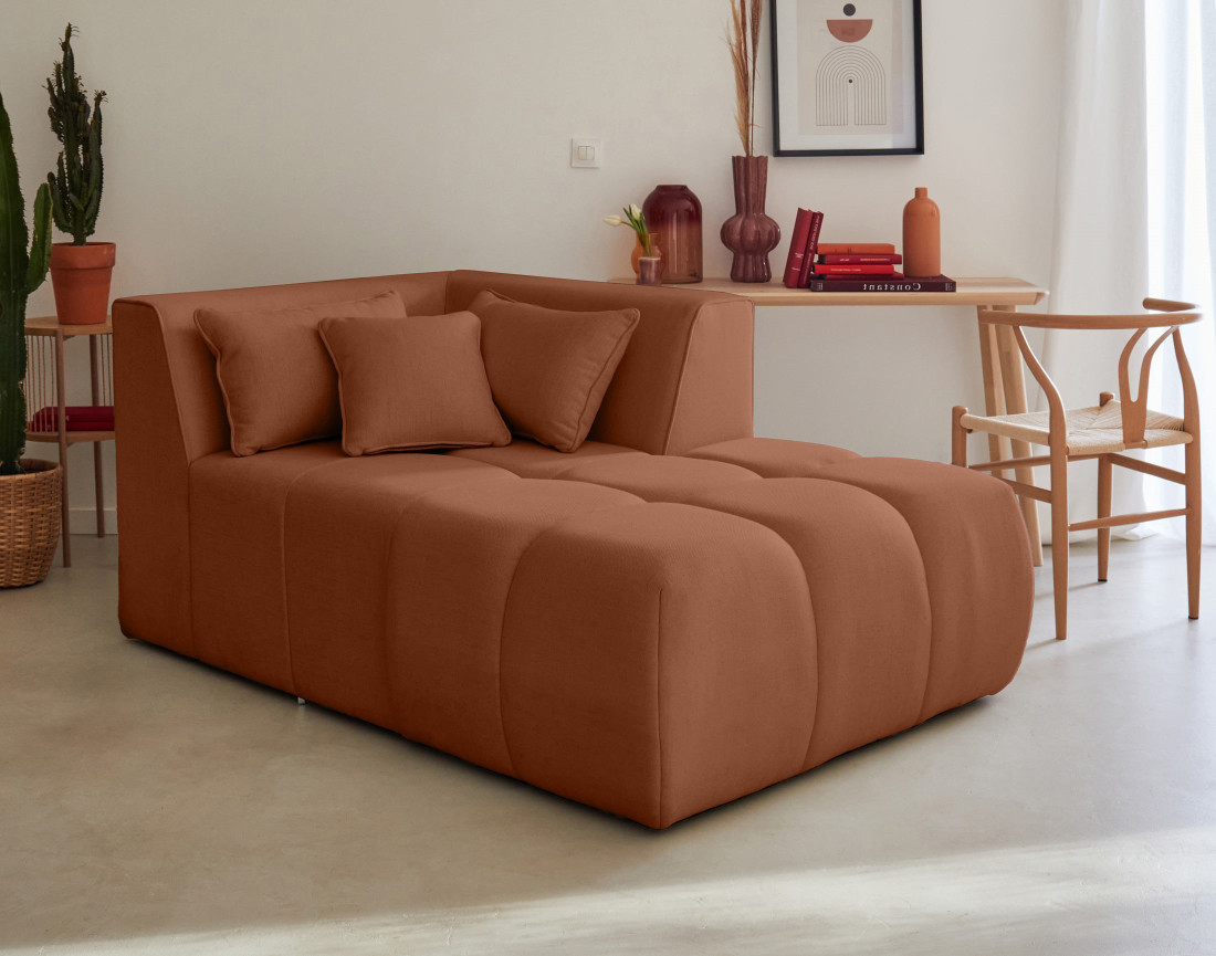 Canapé modulable d'angle droit 5 places en tissu Caracas