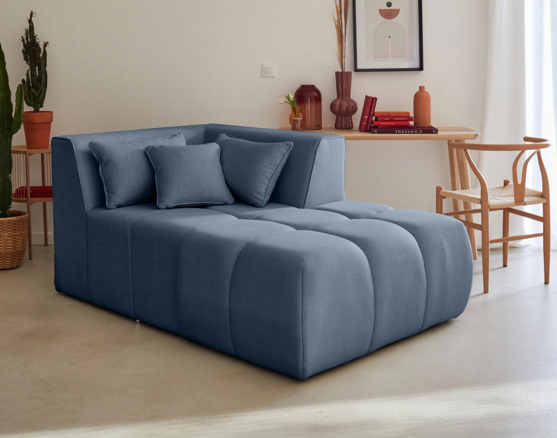 Canapé modulable d'angle droit 5 places en tissu Caracas