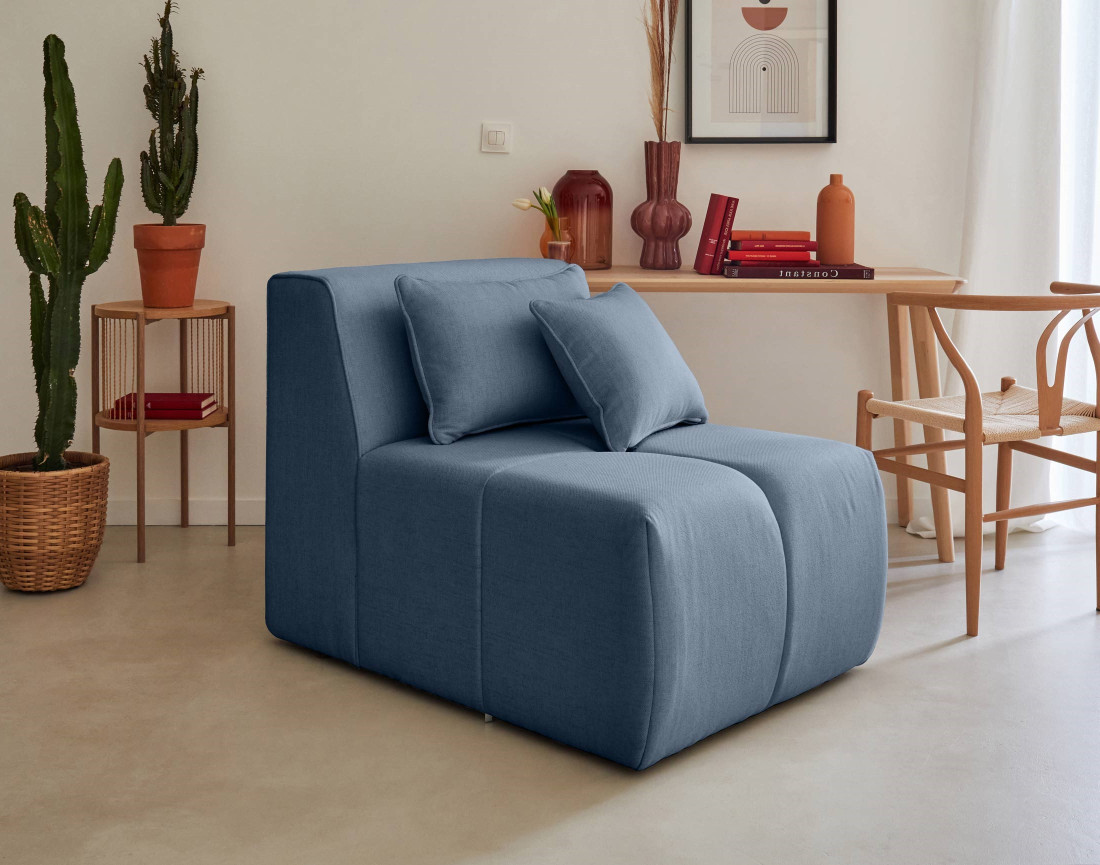 Canapé modulable d'angle droit 5 places en tissu Caracas