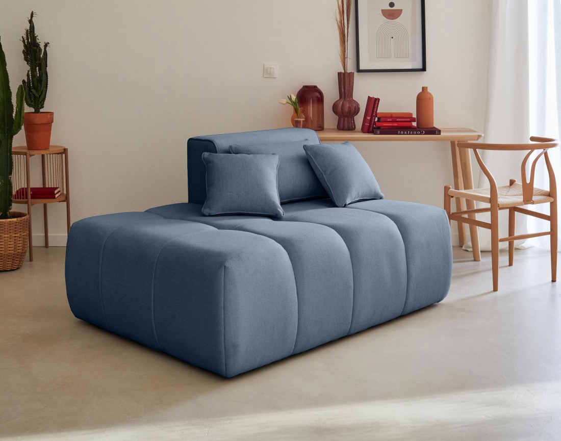 Canapé modulable d'angle droit 5 places en tissu Caracas