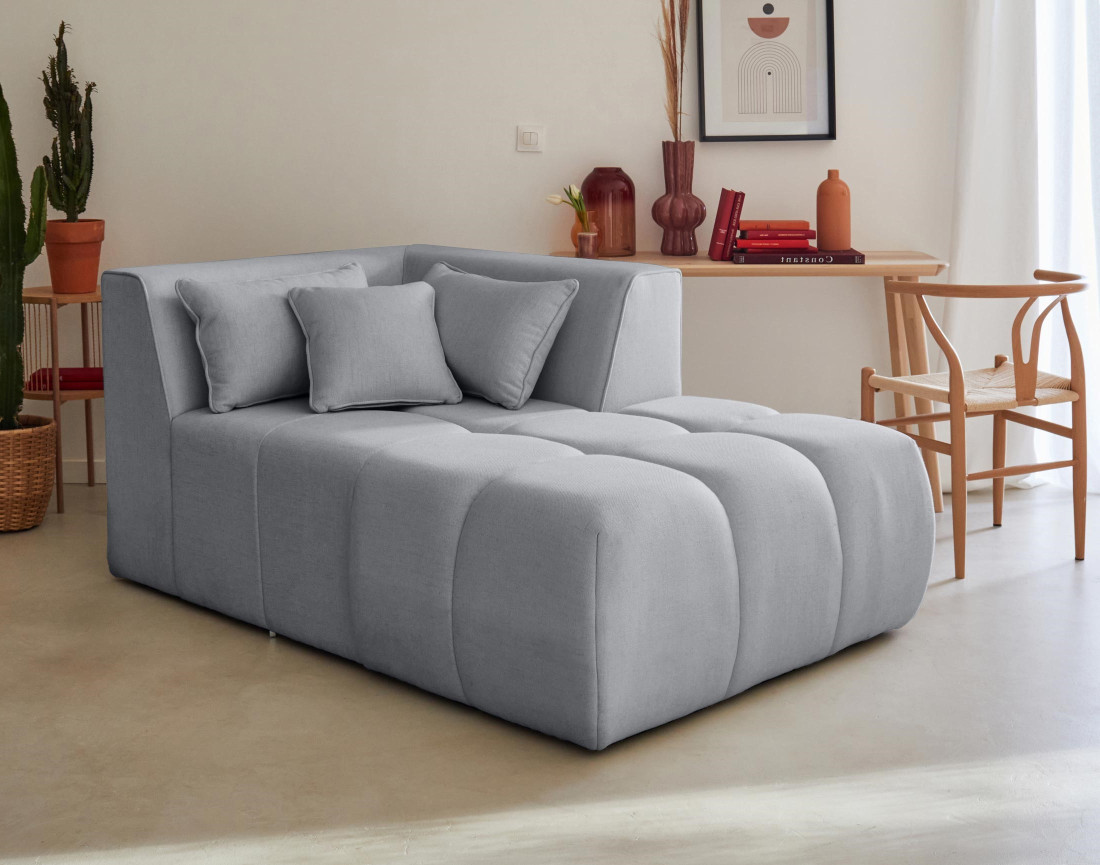 Canapé modulable d'angle droit 5 places en tissu Caracas