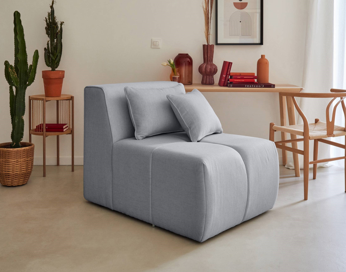 Canapé modulable d'angle droit 5 places en tissu Caracas