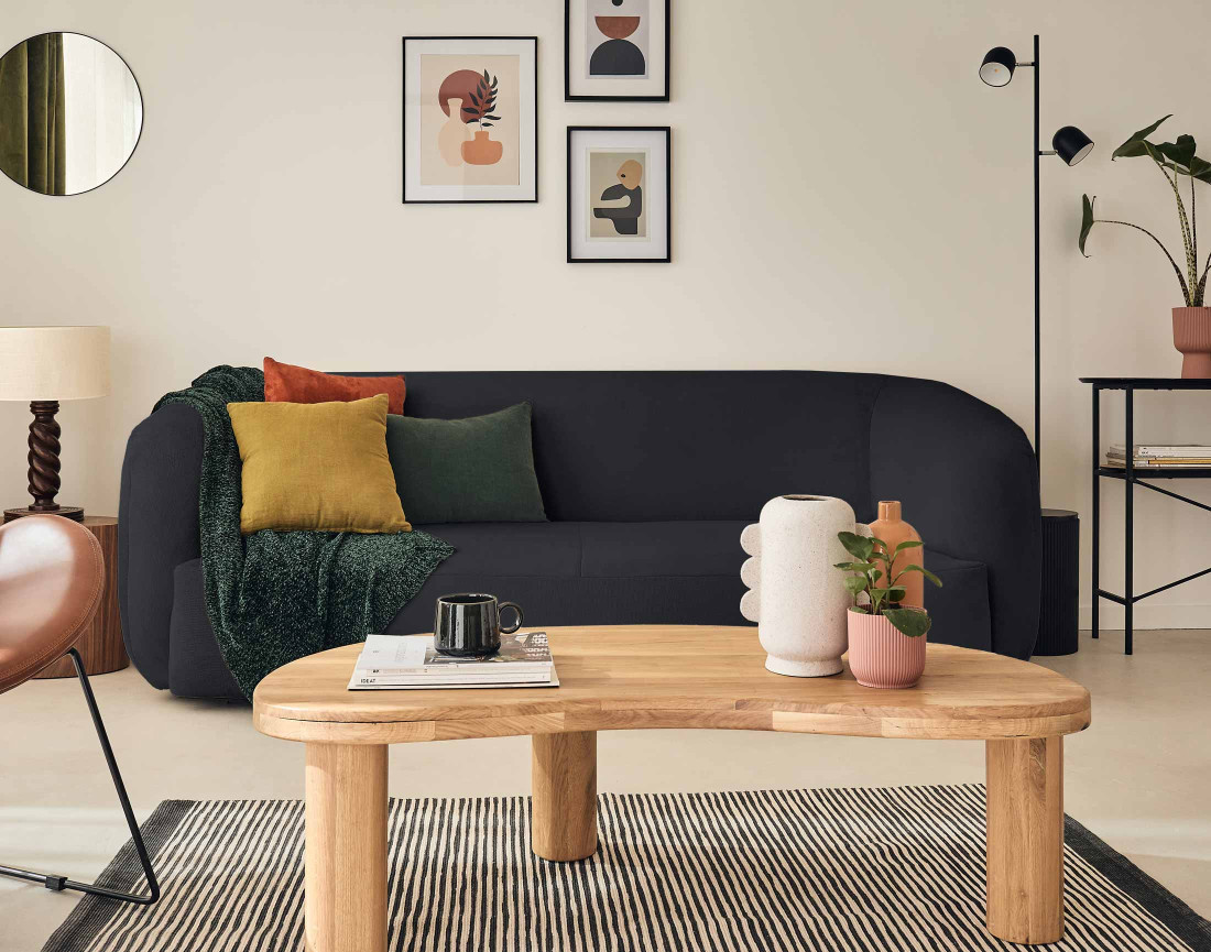 Canapé 3 places en velours Ernee