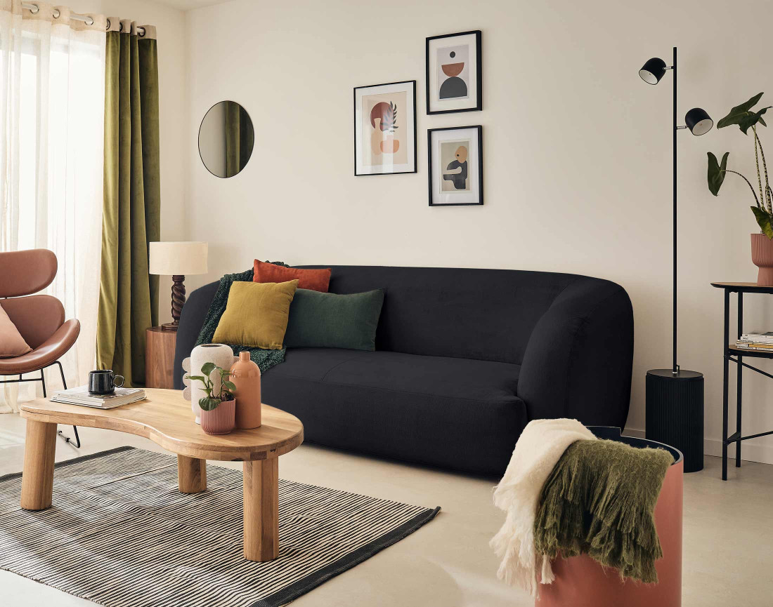 Canapé 3 places en velours Ernee