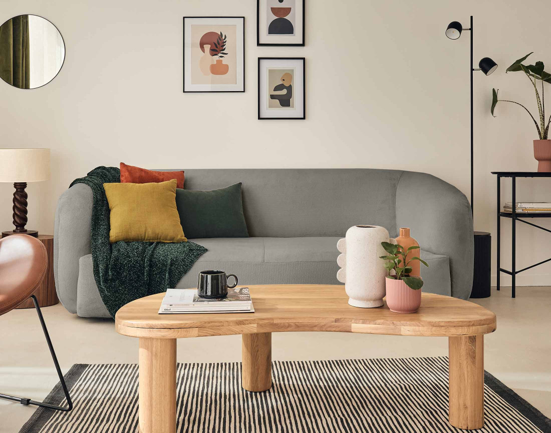 Canapé 3 places en velours Ernee