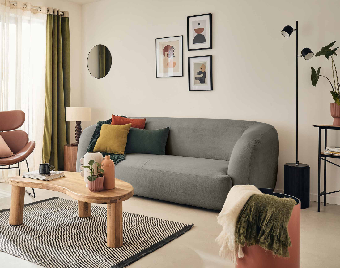 Canapé 3 places en velours Ernee