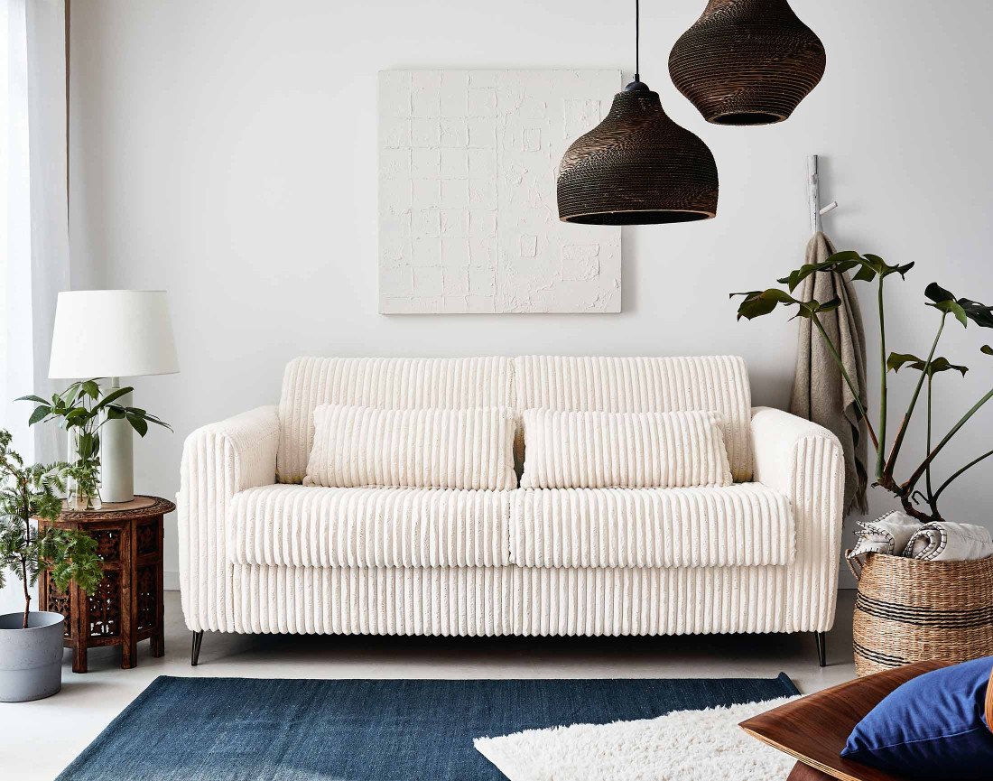 Canapé 3 places convertible express quotidien en grosses côtes Owen