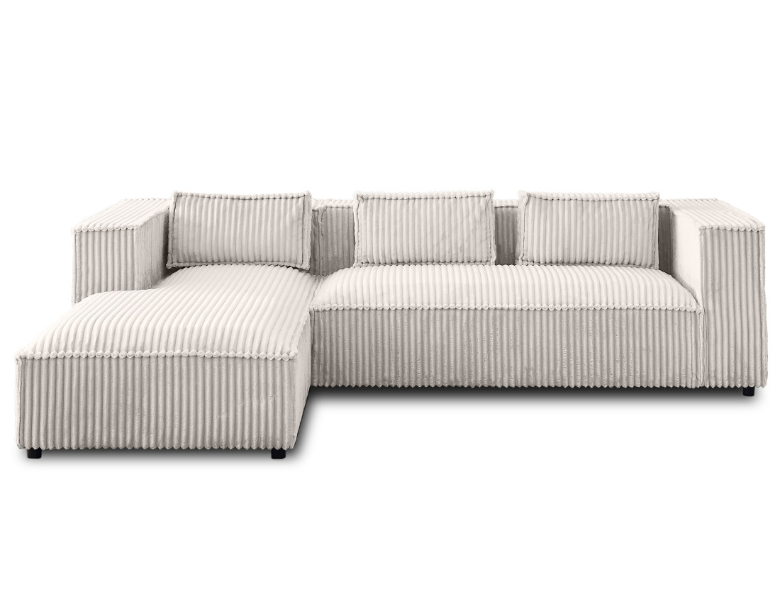 Canapé d'angle gauche 4 places en velours côtelé grosses côtes Stella