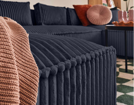 Canapé panoramique en U 7 places en velours côtelé grosses côtes Stella