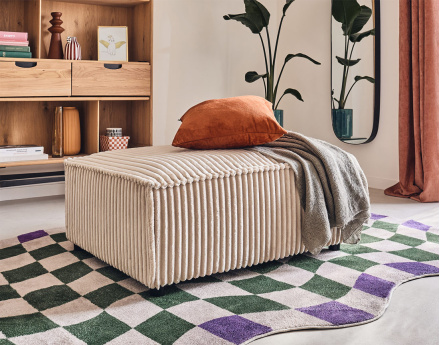 Pouf en velours côtelé grosses côtes Stella