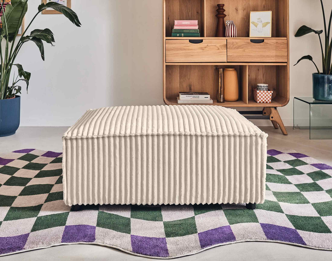 Pouf en velours côtelé grosses côtes Stella