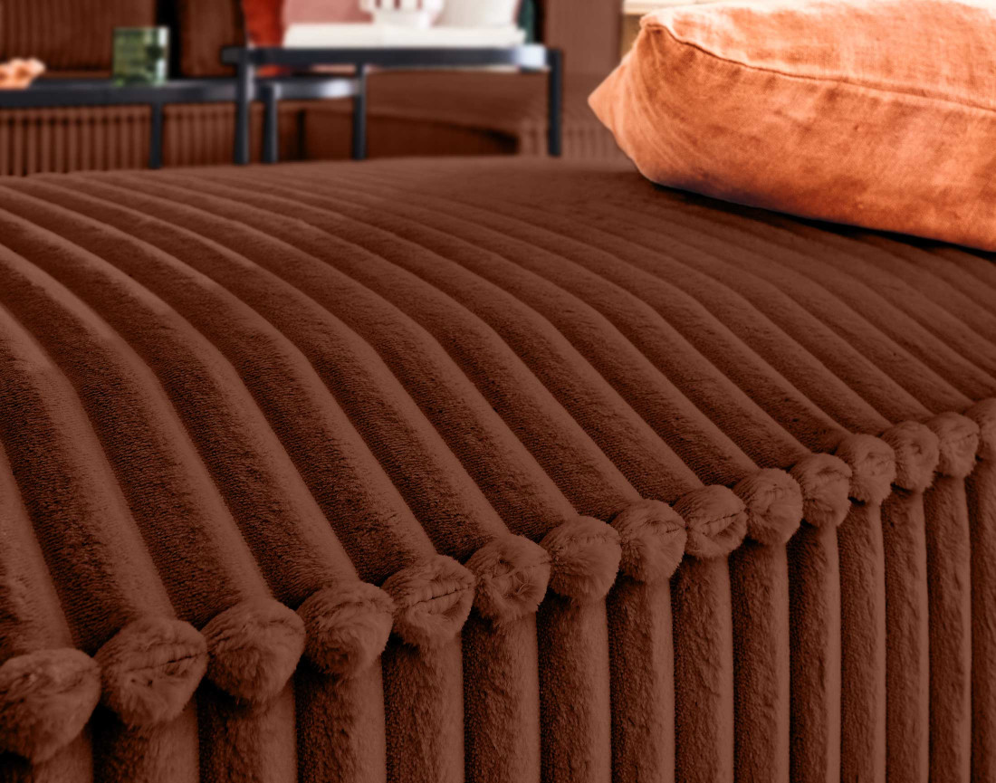 Pouf en velours côtelé grosses côtes Stella