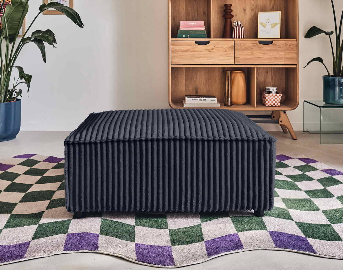 Pouf en velours côtelé grosses côtes Stella