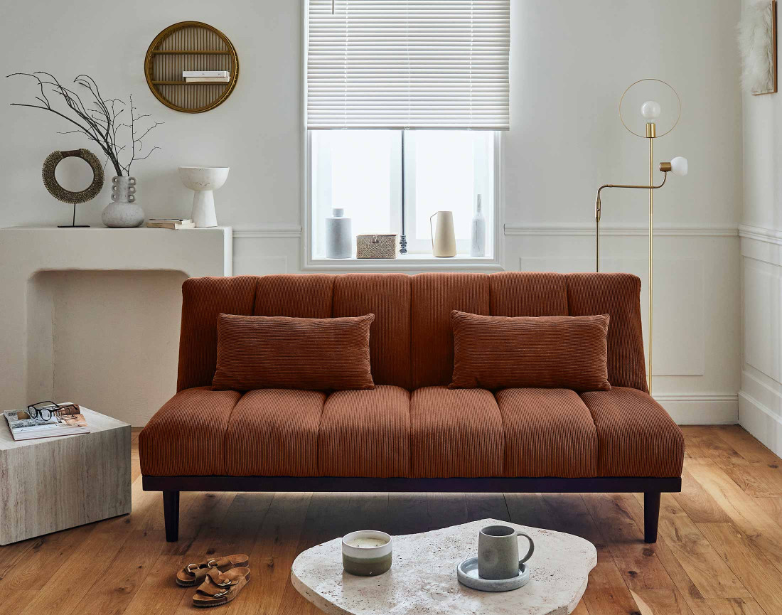 Canapé convertible clic-clac 2 places en velours côtelé Samarra